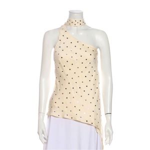 One shoulder sleeveless blouse crystal embellished